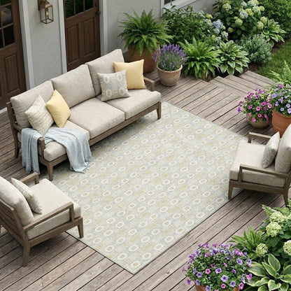 9' X 12' Ivory And Silver Striped Washable Indoor Outdoor Area Rug HomeRoots