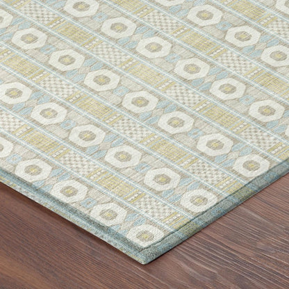 9' X 12' Ivory And Silver Striped Washable Indoor Outdoor Area Rug HomeRoots