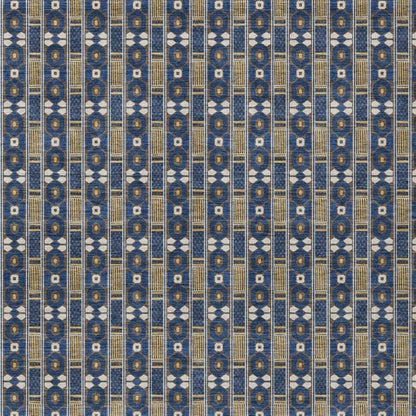 5' X 8' Navy Blue And Blue Striped Washable Indoor Outdoor Area Rug