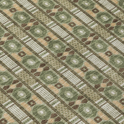 5' X 8' Olive Green And Green Striped Washable Indoor Outdoor Area Rug HomeRoots