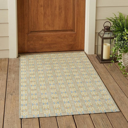 3' X 5' Wheat And Gold Striped Washable Indoor Outdoor Area Rug HomeRoots