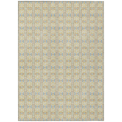 3' X 5' Wheat And Gold Striped Washable Indoor Outdoor Area Rug HomeRoots