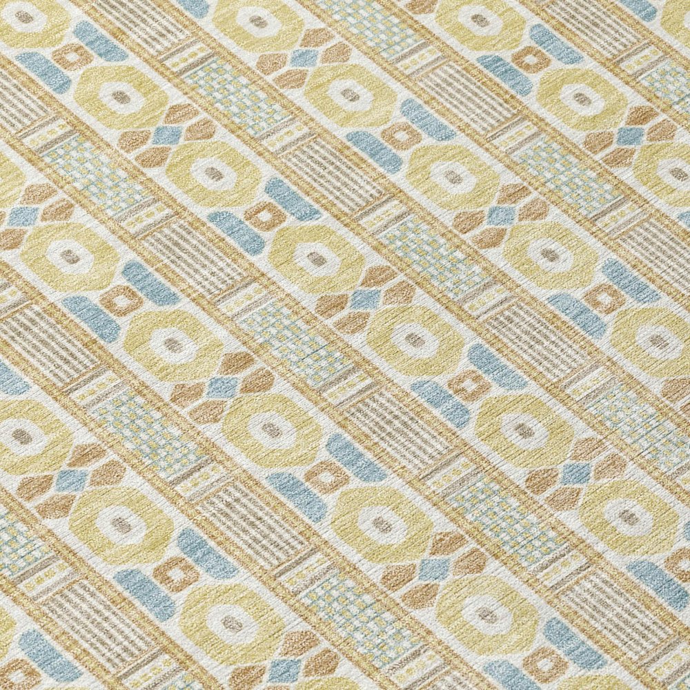 8' X 10' Wheat And Gold Striped Washable Indoor Outdoor Area Rug — view 3