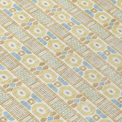 8' X 10' Wheat And Gold Striped Washable Indoor Outdoor Area Rug HomeRoots