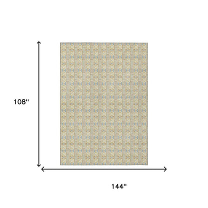 9' X 12' Wheat And Gold Striped Washable Indoor Outdoor Area Rug HomeRoots