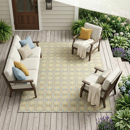 10' X 14' Wheat And Gold Striped Washable Indoor Outdoor Area Rug HomeRoots