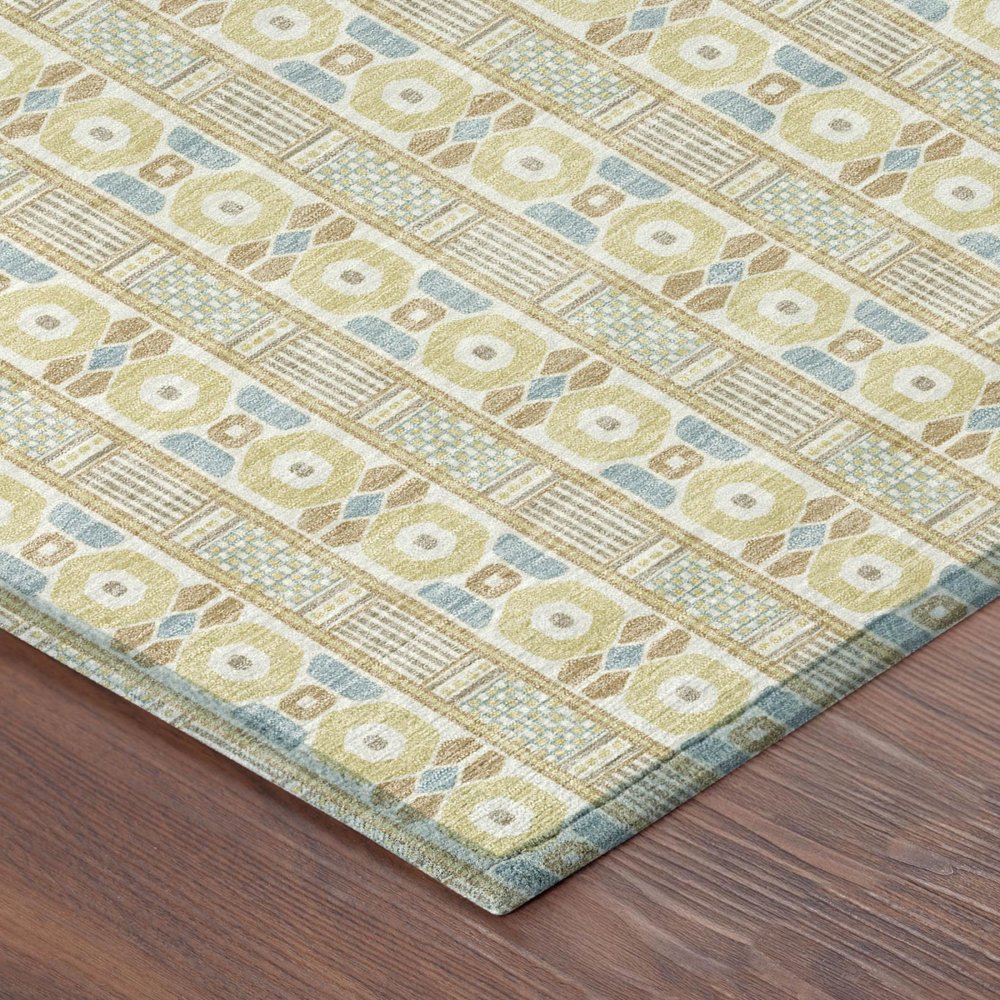 10' X 14' Wheat And Gold Striped Washable Indoor Outdoor Area Rug — view 2