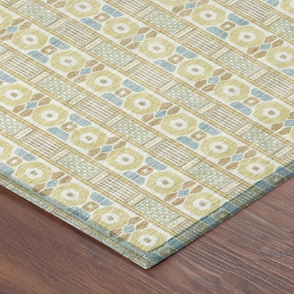 10' X 14' Wheat And Gold Striped Washable Indoor Outdoor Area Rug HomeRoots