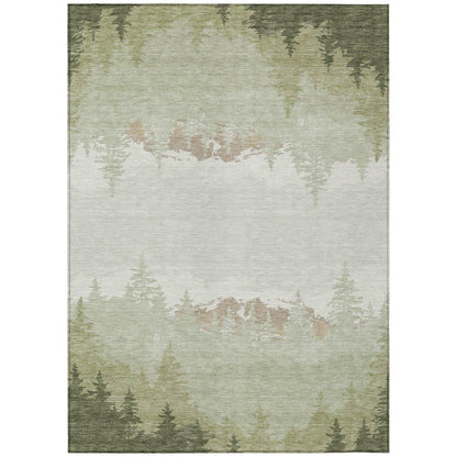 10' X 14' Green And Ivory Floral Washable Indoor Outdoor Area Rug HomeRoots