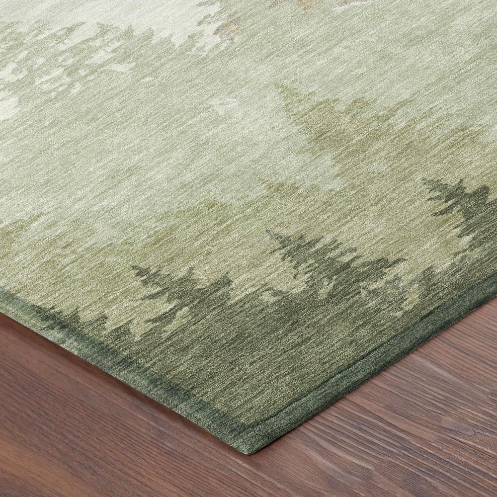 10' X 14' Green And Ivory Floral Washable Indoor Outdoor Area Rug HomeRoots