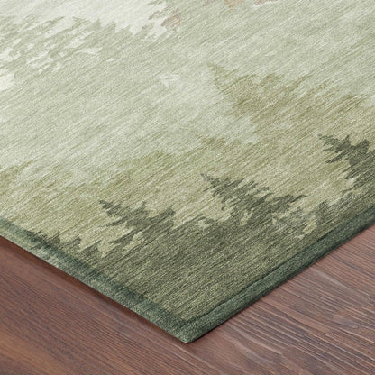 10' X 14' Green And Ivory Floral Washable Indoor Outdoor Area Rug HomeRoots