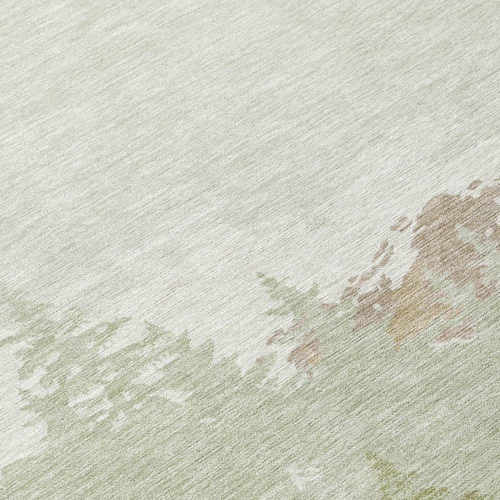 10' X 14' Green And Ivory Floral Washable Indoor Outdoor Area Rug — view 3