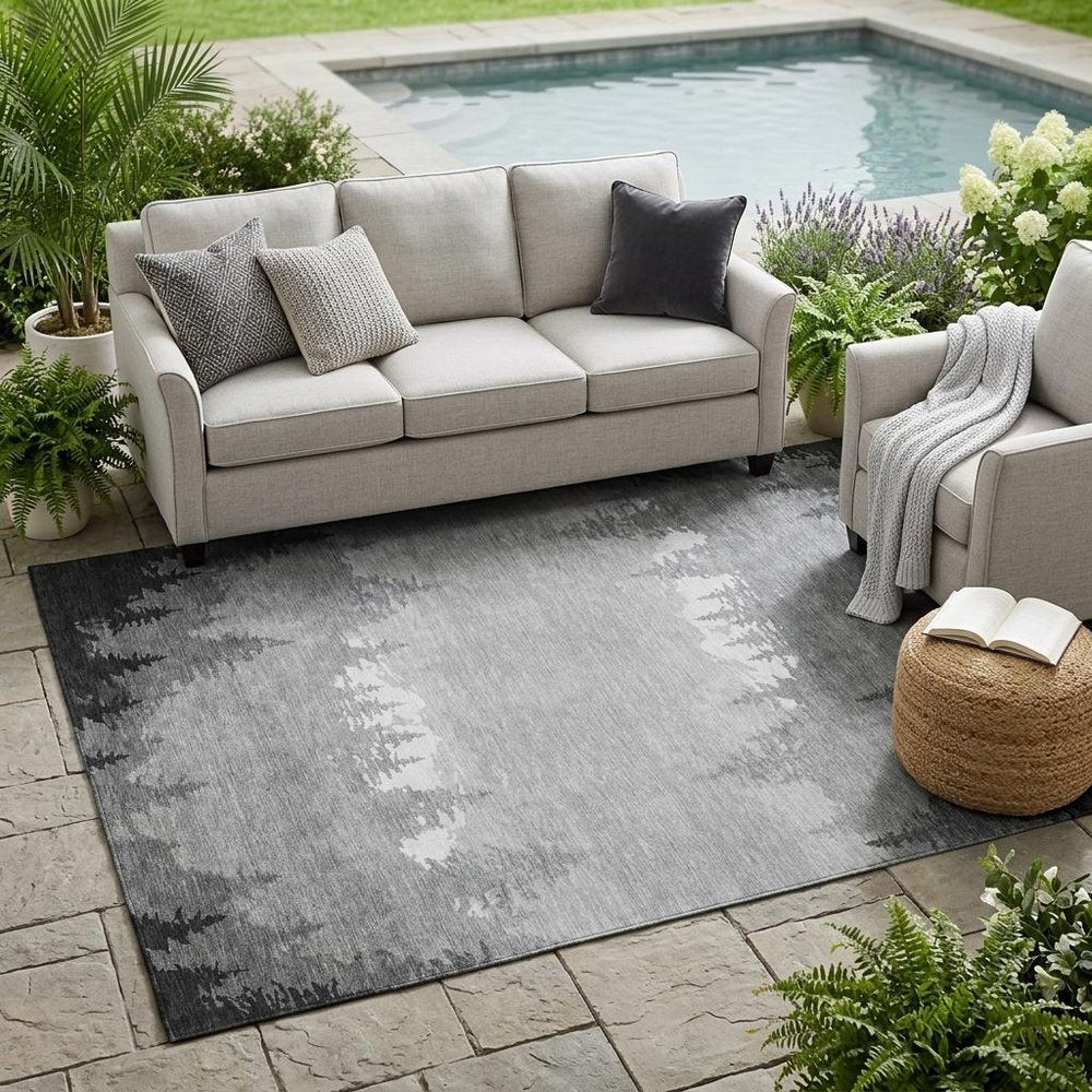 5' X 8' Gray And Silver Floral Washable Indoor Outdoor Area Rug HomeRoots