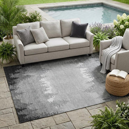 5' X 8' Gray And Silver Floral Washable Indoor Outdoor Area Rug HomeRoots