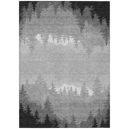 5' X 8' Gray And Silver Floral Washable Indoor Outdoor Area Rug HomeRoots