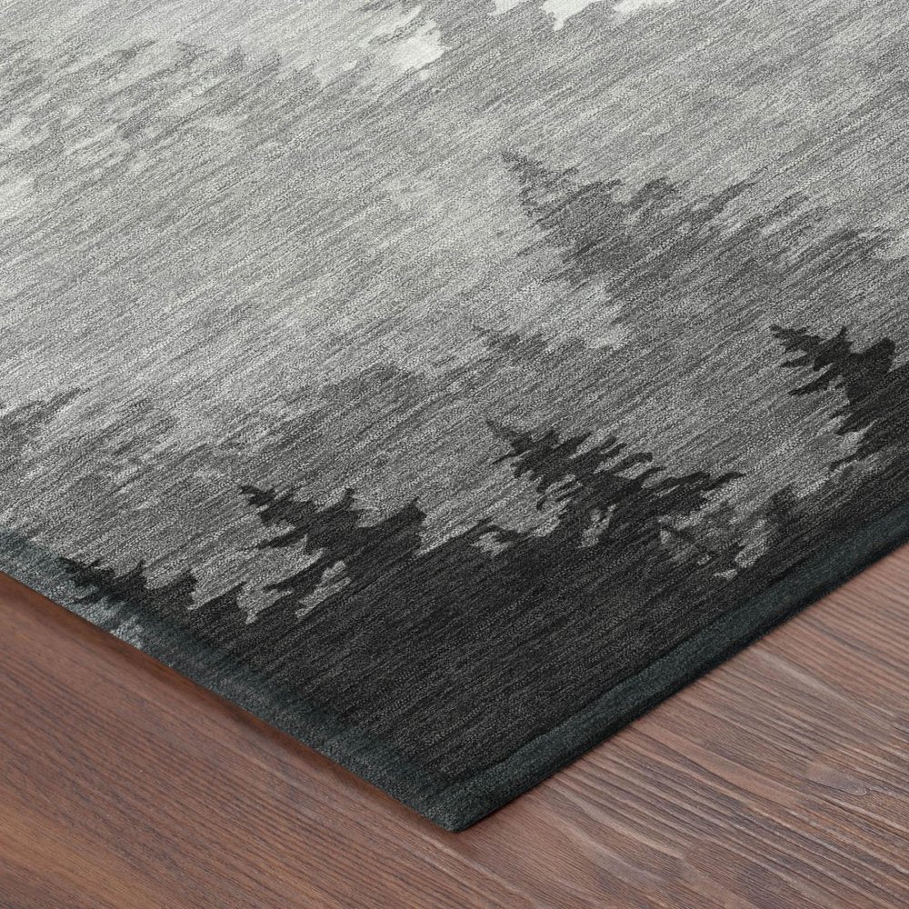 8' Gray And Silver Round Floral Washable Indoor Outdoor Area Rug HomeRoots