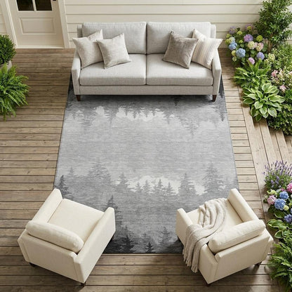 9' X 12' Gray And Silver Floral Washable Indoor Outdoor Area Rug HomeRoots