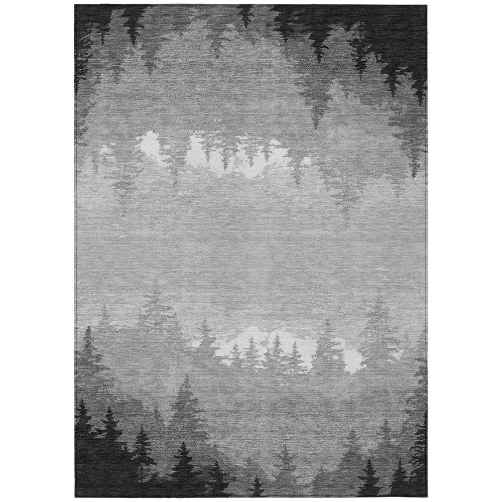 10' X 14' Gray And Silver Floral Washable Indoor Outdoor Area Rug HomeRoots