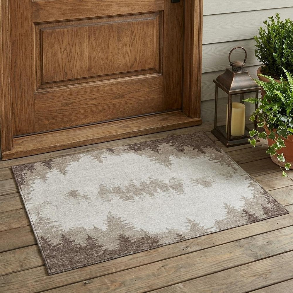 3' X 5' Ivory And Beige Floral Washable Indoor Outdoor Area Rug — view 5