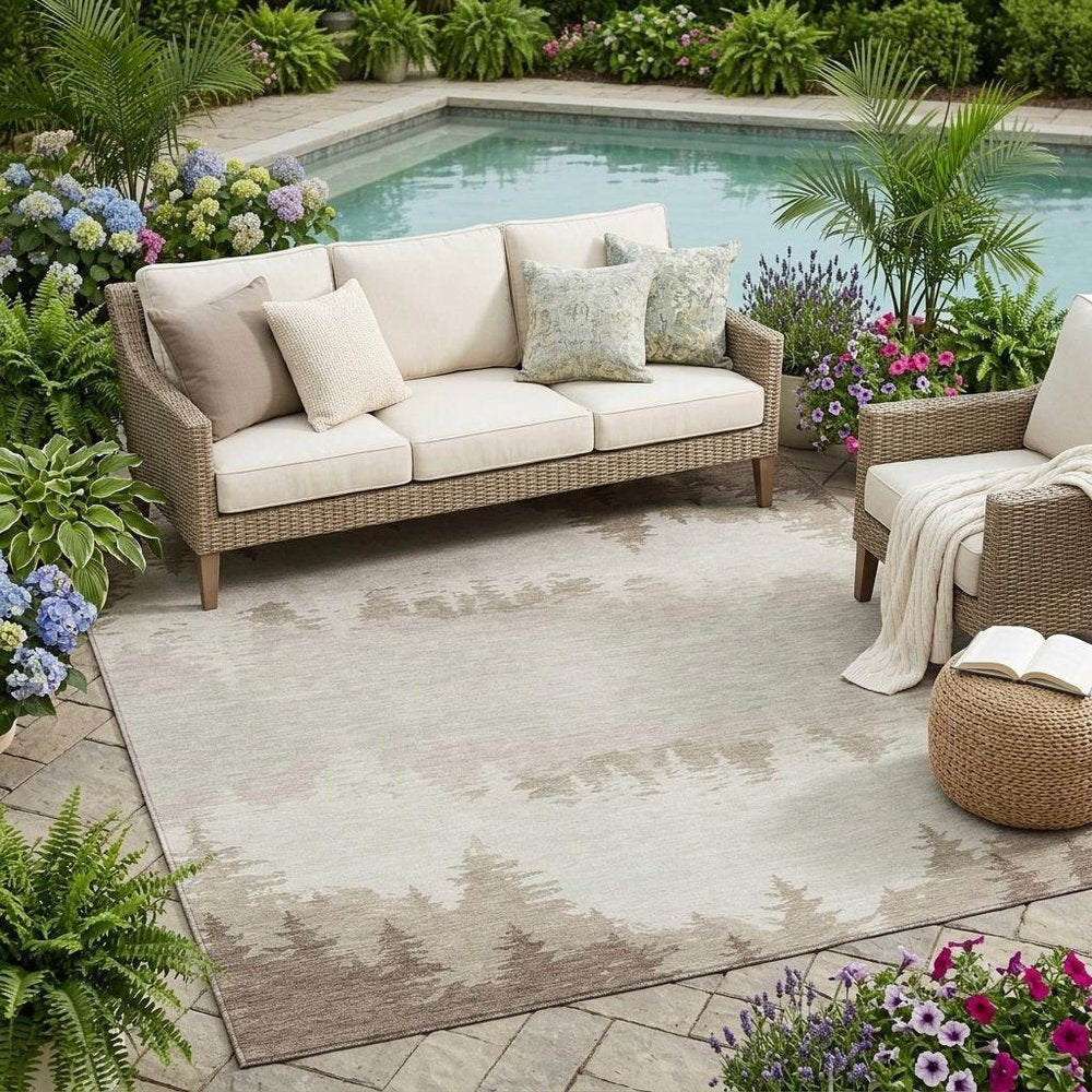 5' X 8' Ivory And Beige Floral Washable Indoor Outdoor Area Rug HomeRoots