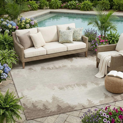 5' X 8' Ivory And Beige Floral Washable Indoor Outdoor Area Rug HomeRoots