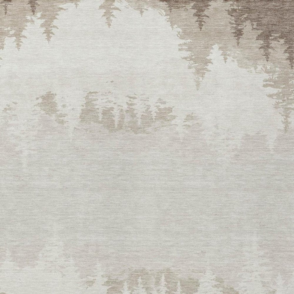 5' X 8' Ivory And Beige Floral Washable Indoor Outdoor Area Rug