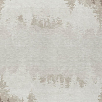 5' X 8' Ivory And Beige Floral Washable Indoor Outdoor Area Rug