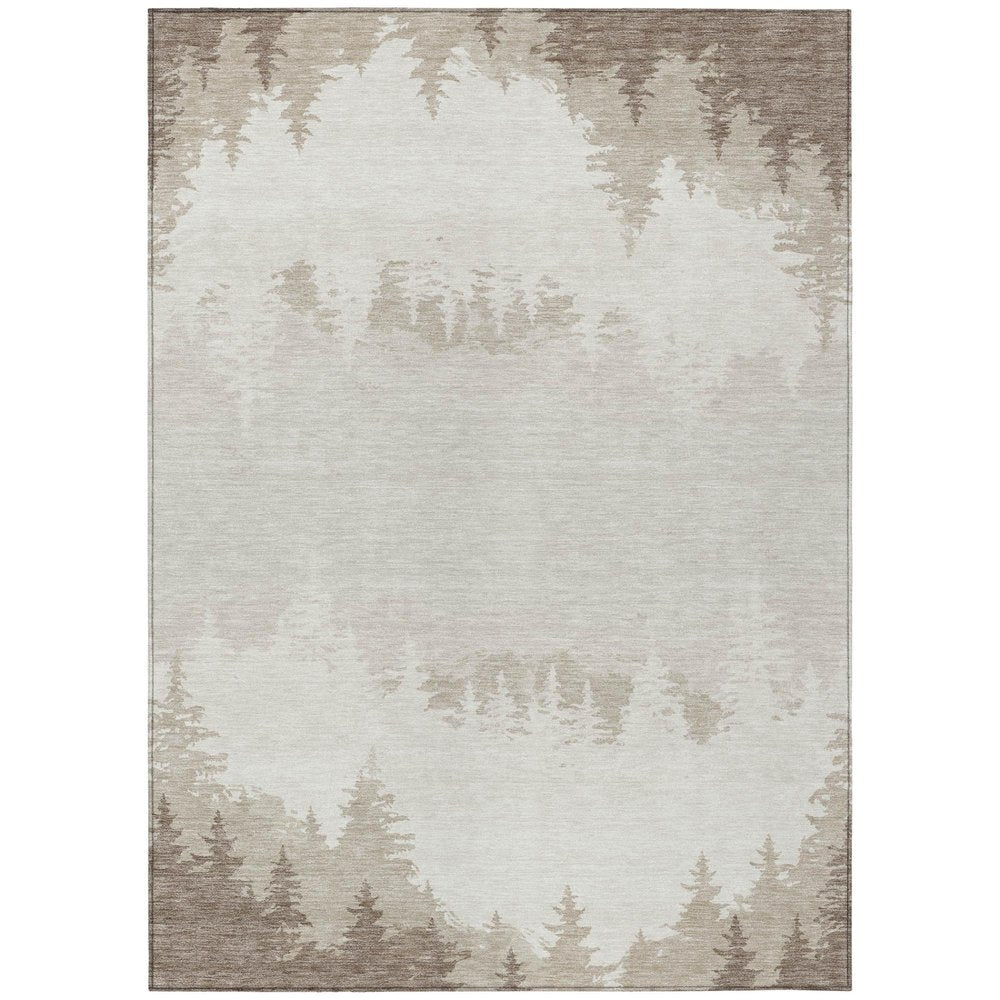 5' X 8' Ivory And Beige Floral Washable Indoor Outdoor Area Rug HomeRoots