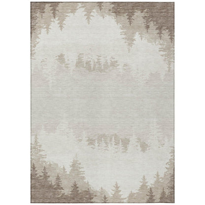 5' X 8' Ivory And Beige Floral Washable Indoor Outdoor Area Rug HomeRoots