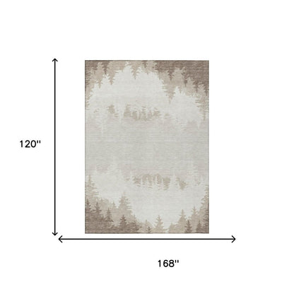10' X 14' Ivory And Beige Floral Washable Indoor Outdoor Area Rug HomeRoots