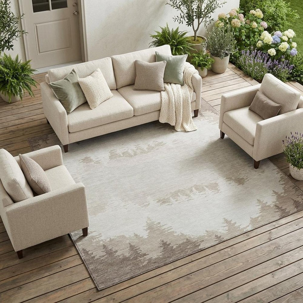 10' X 14' Ivory And Beige Floral Washable Indoor Outdoor Area Rug HomeRoots