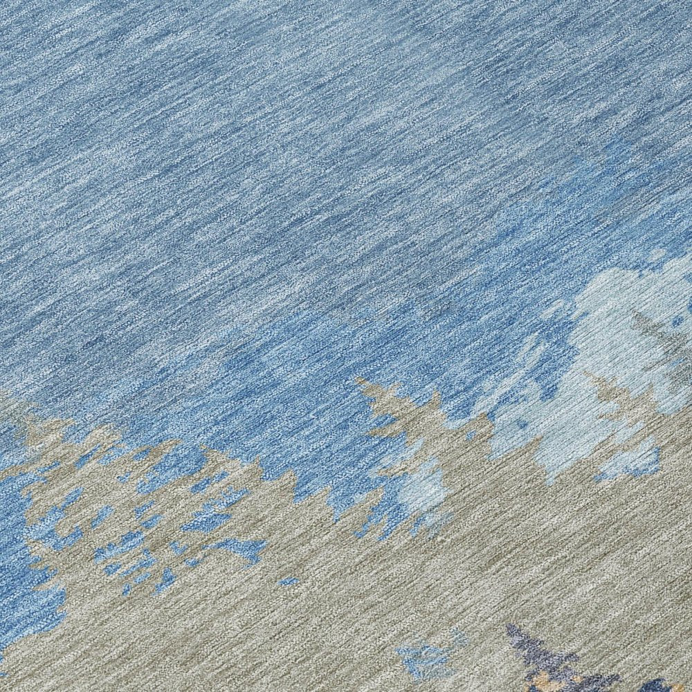 8' X 10' Navy Blue And Blue Floral Washable Indoor Outdoor Area Rug HomeRoots