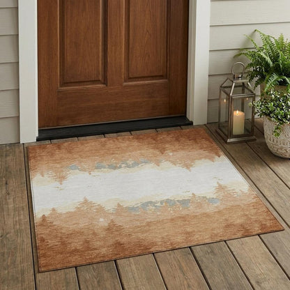 3' X 5' Orange And Ivory Floral Washable Indoor Outdoor Area Rug HomeRoots