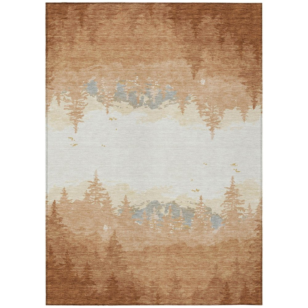 3' X 5' Orange And Ivory Floral Washable Indoor Outdoor Area Rug HomeRoots