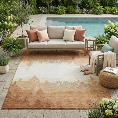 5' X 8' Orange And Ivory Floral Washable Indoor Outdoor Area Rug HomeRoots
