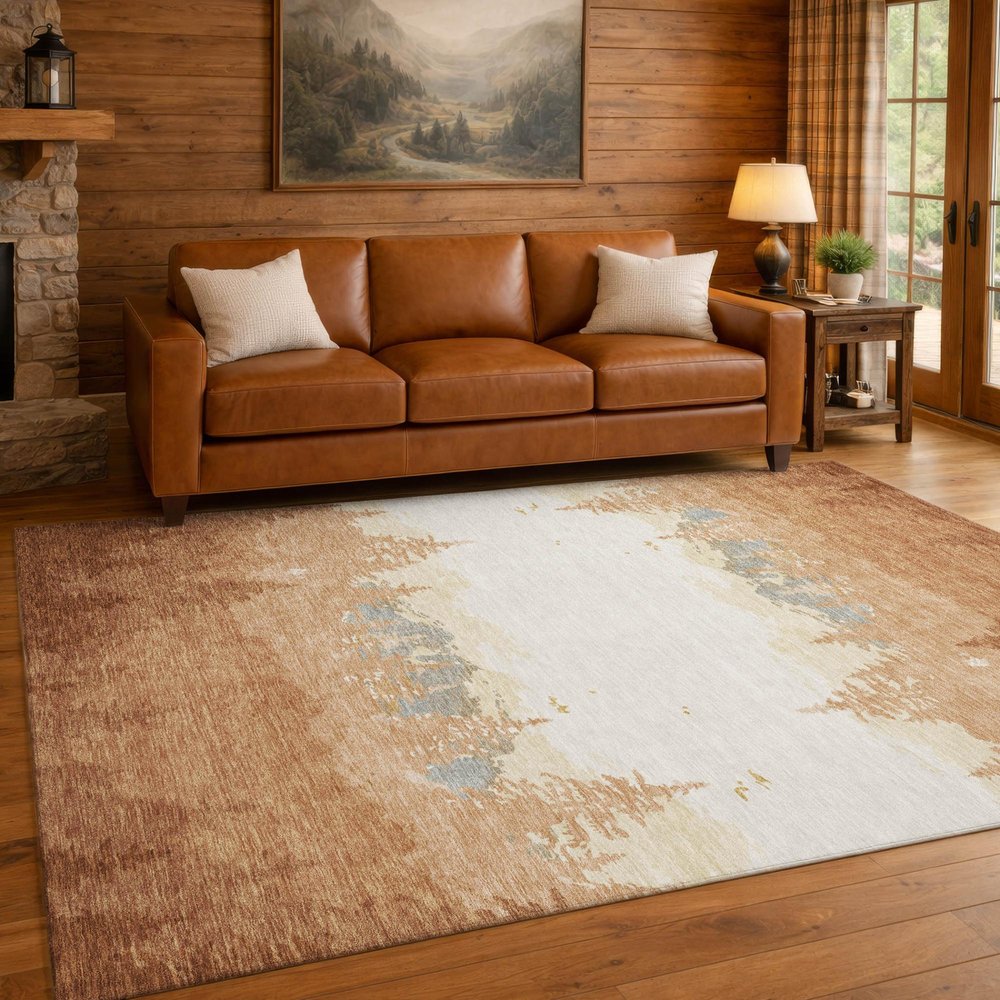 9' X 12' Orange And Ivory Floral Washable Indoor Outdoor Area Rug HomeRoots