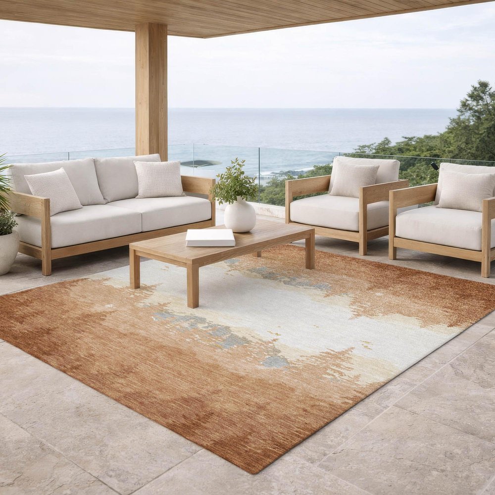 9' X 12' Orange And Ivory Floral Washable Indoor Outdoor Area Rug HomeRoots