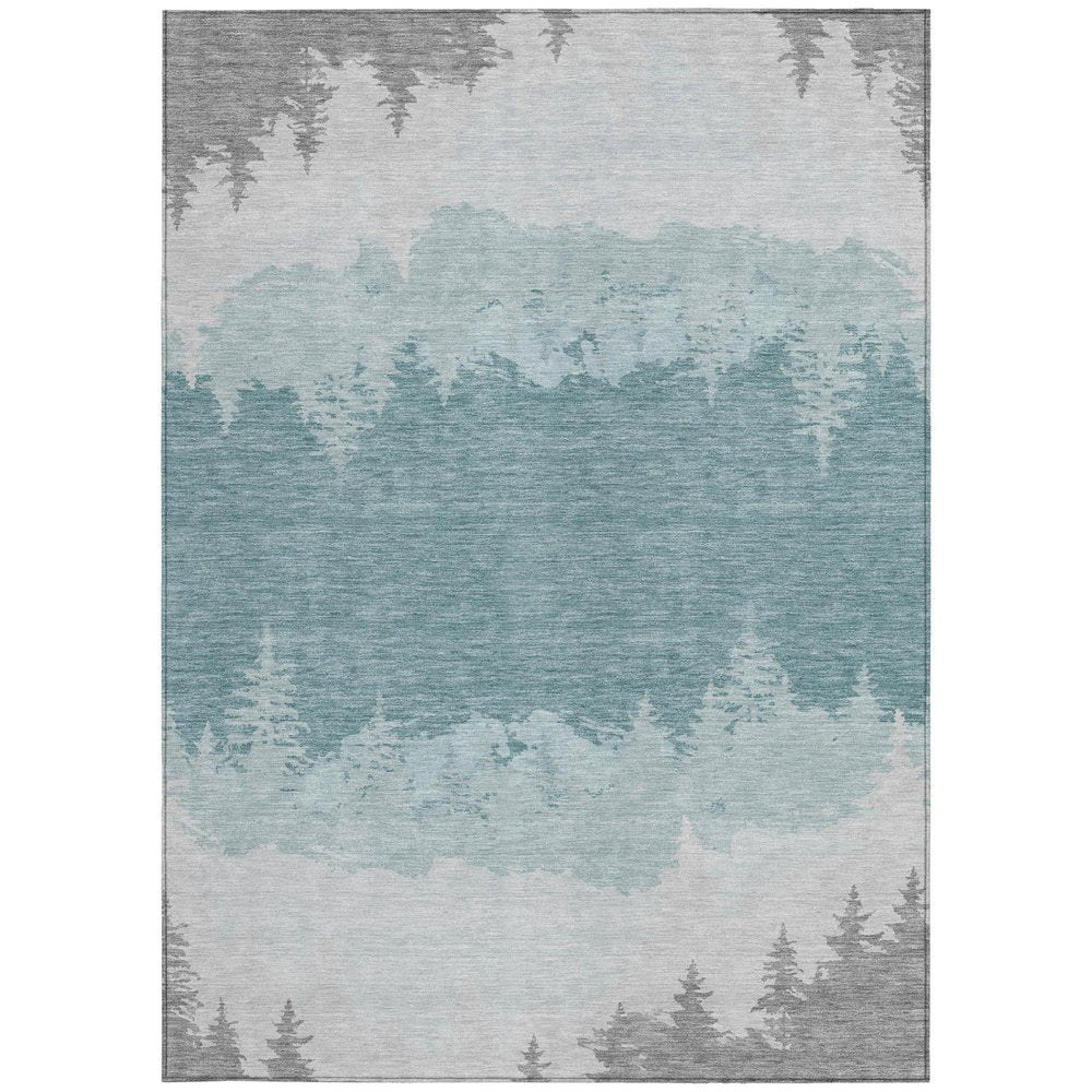 3' X 5' Silver And Gray Floral Washable Indoor Outdoor Area Rug