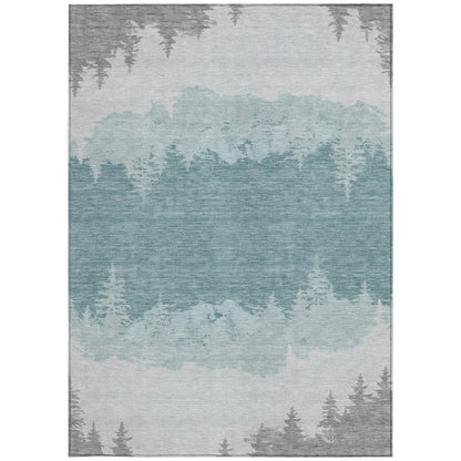 3' X 5' Silver And Gray Floral Washable Indoor Outdoor Area Rug