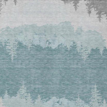 3' X 5' Silver And Gray Floral Washable Indoor Outdoor Area Rug