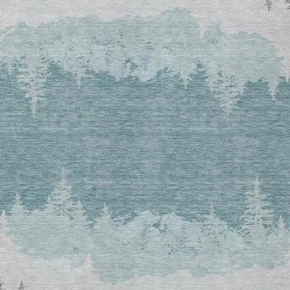 3' X 5' Silver And Gray Floral Washable Indoor Outdoor Area Rug