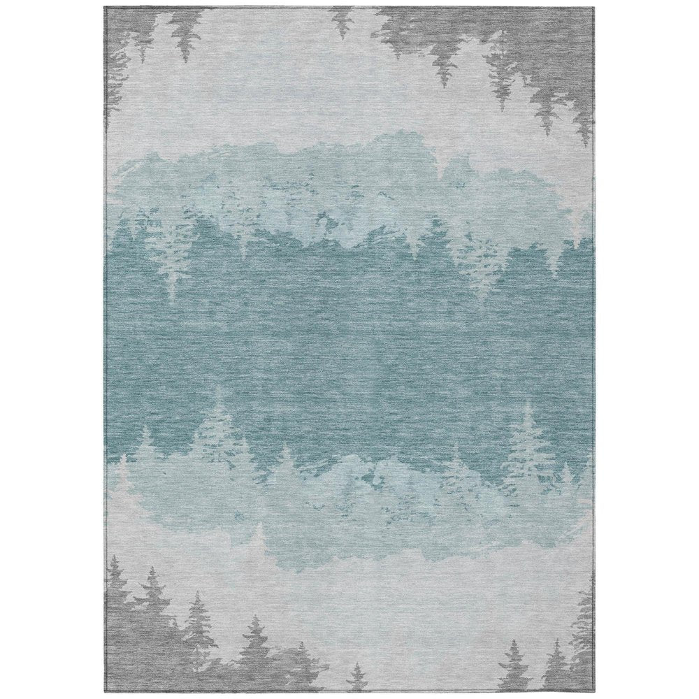 3' X 5' Silver And Gray Floral Washable Indoor Outdoor Area Rug — view 1