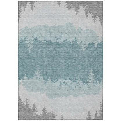 3' X 5' Silver And Gray Floral Washable Indoor Outdoor Area Rug