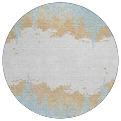 8' Teal Blue And Turquoise Round Floral Washable Indoor Outdoor Area Rug HomeRoots