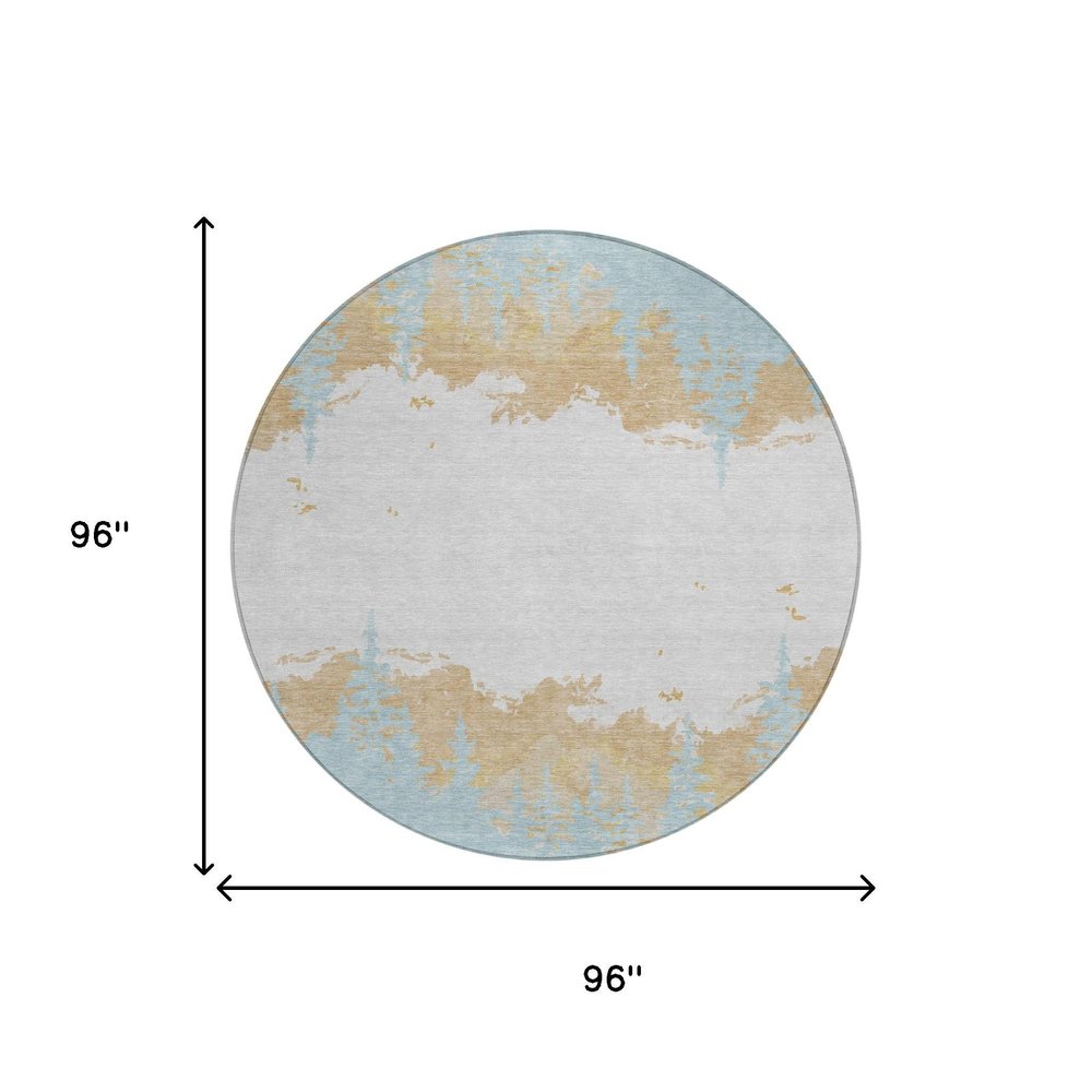 8' Teal Blue And Turquoise Round Floral Washable Indoor Outdoor Area Rug HomeRoots