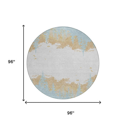 8' Teal Blue And Turquoise Round Floral Washable Indoor Outdoor Area Rug HomeRoots