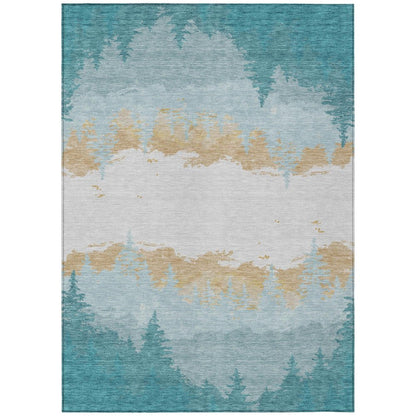 8' X 10' Teal Blue And Turquoise Floral Washable Indoor Outdoor Area Rug HomeRoots