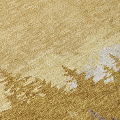 8' Walnut And Gold Round Floral Washable Indoor Outdoor Area Rug HomeRoots