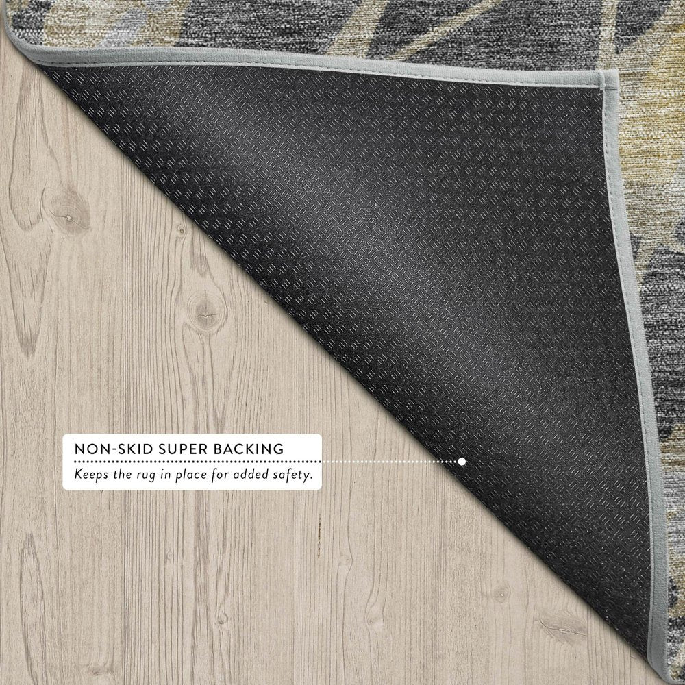 5' X 8' Black And Graphite Abstract Washable Indoor Outdoor Area Rug — view 2