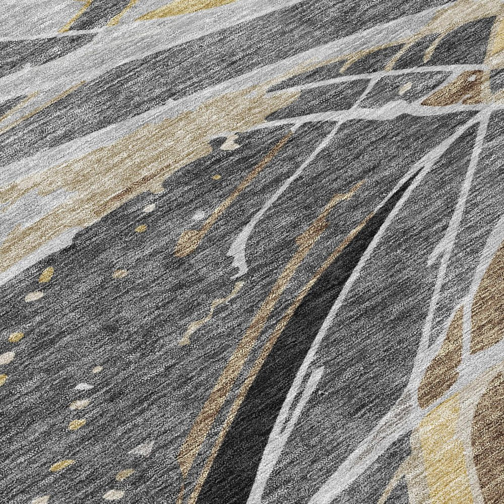 8' X 10' Black And Graphite Abstract Washable Indoor Outdoor Area Rug — view 3
